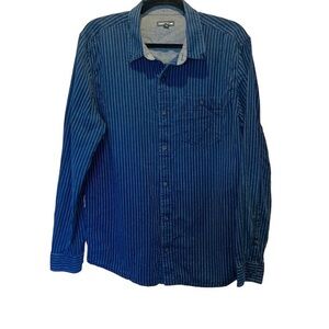 Toad&Co Men’s Maddock Long Sleeve 100% Cotton Blue Striped Shirt Size Large